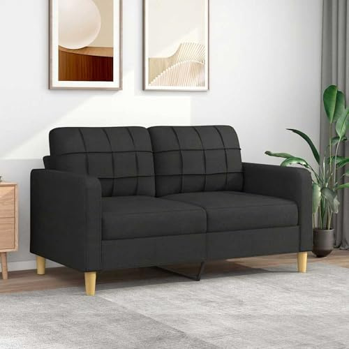 Homgoday 2-Sitzer-Sofa Schwarz Stoff 158x77x80cm - Bequem für Wohnzimmer Model359095