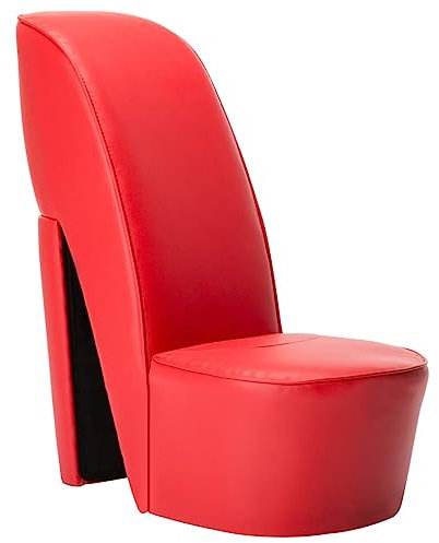 Makastle High Heel Stuhl Club Sessel Polstersessel Relaxsessel Wohnzimmer Lehnstuhl Rot Kunstleder