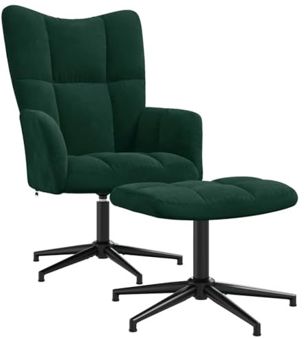 vidaXL Relaxsessel mit Hocker Dunkelgrün Samt