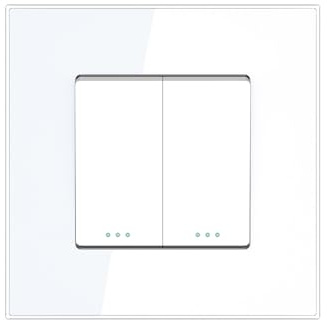 PULSAR Wechselschalter Doppelt Unterputz Glas 1 Fach Weiß, Lichtschalter 10A 250V Doppellichtschalter Doppel Wechsel Schalter mit Glasrahmen