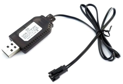 Berfea Akku-Ladekabel, USB Batterie Ladekabel ladegerät, 7,4 V, für LiPo-Akkus, SM-2-Pin-Stecker, verwendet auf RC Toys ferngesteuerten Spielzeugen, Autos, Tanks, LKWs, Zügen, Booten