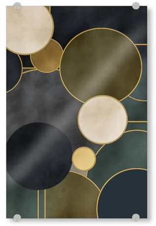 artboxONE Acrylglasbild 60x40 cm Abstrakt Runde Elemente - Bild mid-Century-modern Bauhaus Art blattgold