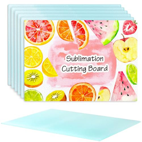 6Pack 11x15 Sublimation Glass Cutting Board Blanks, Textured Tempered Glass Chopping Boards for Kitchen, Anti Slip Cutting Boards Heat Resistant Glass Plate for Kitchen DIY Heat Press Machine