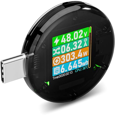 USB C Power Meter USB C Tester, USB Multimeter 4.5-50V 0-6A Touch Control Voltage Current Capacity Amp Volt Voltmeter Ammeter Detector Digital Tester for Chargers Power Bank Cable