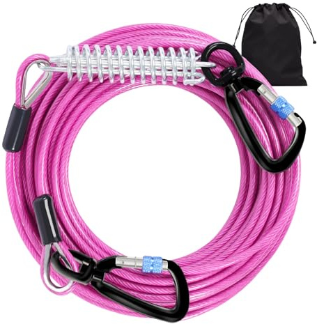 Snagle Paw Strapazierfähige Lange Leinen für den Garten, 60 m - 453,6 kg Bruchfestigkeit, Auslegekabel mit drehbarem abschließbarem Haken und Feder, kausichere Kette für draußen, Laufkabel für