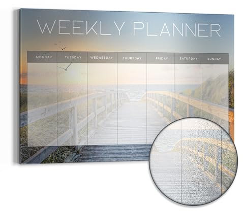 DEQORI Metall Magnettafel | 90x60 cm cm groß | Motiv Planer Ostsee (EN) | Whiteboard für alle Magnete | Magnetboard Wand-Tafel für Küche & Büro | Design Magnetwand Pinnwand magnetisch