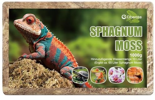 Ciberate Mousse de sphaigne pour terrarium - Idéale pour reptiles, amphibiens, tortues de tourbe pour orchidées et plantes d'intérieur - 1000 g