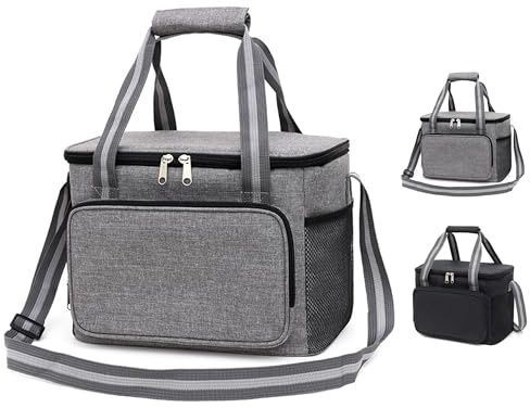 GMYIAK 15L Food Delivery Bags Thermal Bag For Hot Food,Insulated Lunch Bag For Men/Women,Water-Resistant Leakproof Cooler Bag With Handle And Zips For Travel,Collapsible Picnic Bag