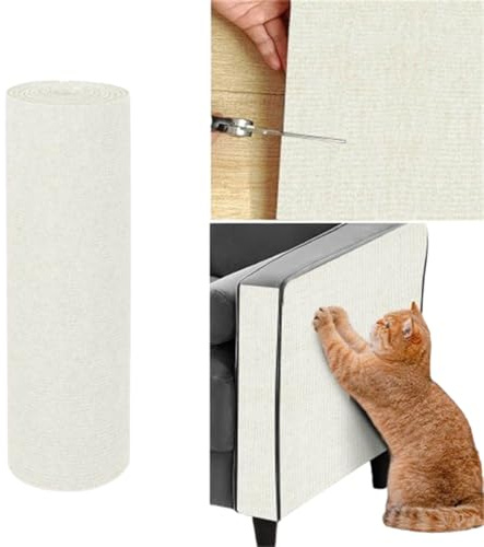 Selbstklebend Kratzmatte Katze, Katzenkratzschutz für Sofa Teppich, Katzen Kratzmatte, DIY Trimmbarer Teppich für Möbel Couch Wand Tür Schutz (Weiß,40 * 100 cm)