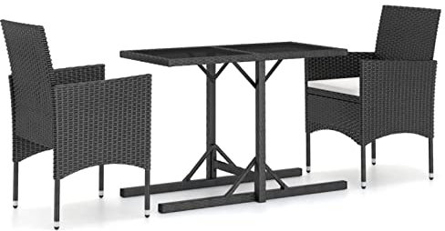 Iiaky 3-TLG. Garten-Essgruppe TerrassenmöBel Set GartenmöBel Essgruppe MöBelsets Garden Furniture Garten MöBel DraußEn Schwarz