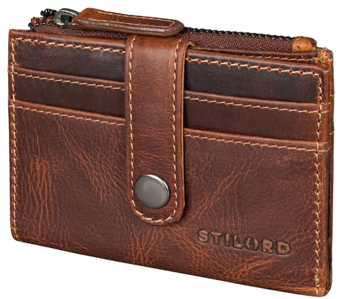 STILORD Caro Echtleder Geldbörse Damen Klein viele Fächer - Praktisches Kredit-Kartenetui 12 Karten Damen mit Münzfach Anti RFID - Multifunktional Wallet in Geschenkbox Farbe:Salerno - braun