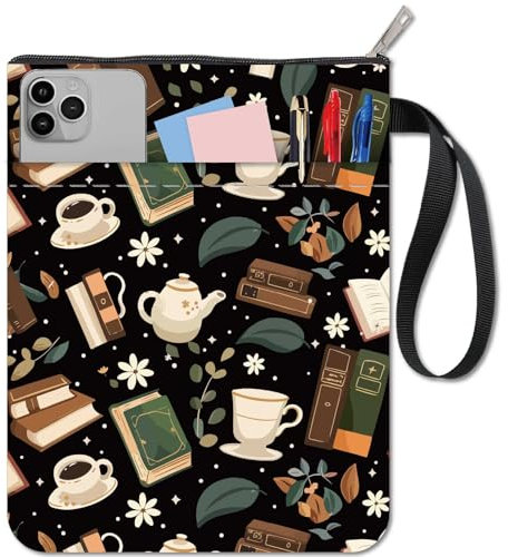 craspire Buchhülle Kaffeebraun Mit Reißverschluss Und Zusätzlicher Hülle Stoff Rechteckig Tasse Buchblätter Waschbare Schutzhülle Wickelhülle Für Taschenbücher Notizbuch Buch Waschbare Schutztasche