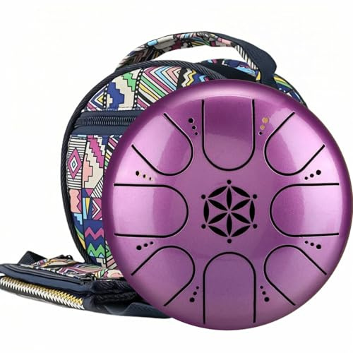 Zungentrommel 5 Zoll 8 Tone | Steel Tongue Drum | Handpan für Meditation & Entspannung, Yoga, Familienaktivitäten | Garden Regen Trommel Instrument (Lila)