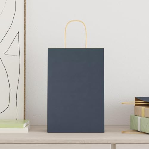 vidaXL Kraftpapiertüten 250 Stk. mit Henkel Blau 22x11x31 cm, Papiertüte, Geschenktüte, Papiertüte mit Henkel, Kraftbeutel, Geschenktüte Kraftpapier