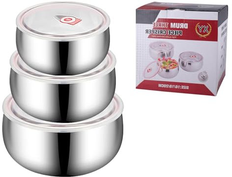 imposyu 3er Edelstahl Dose Auslaufsicher Lebensmittelbehälter Rund Vorratsdosen Lunchbox Salatbox To Go Edelstahl Brotdose Geignet als Aufbewahrungsbox