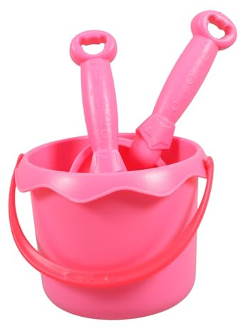 NULYLU 3piezas De Jardinería para Niño De Pala Rastrillo y Cubo para Playa y Jardín para Excavar y Color Rosa para Actividades Jardín