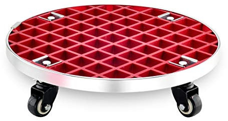 Support à roulettes pour Plantes avec roulettes verrouillables, Support Rond pour Pots de Fleurs en métal avec Plateau Roulant Rotatif à 360°/rouge/33 cm Rouge-33 cm