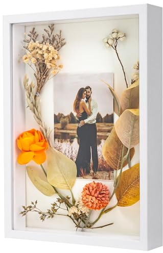 WISYOK A4 Djupramar, 3D-fotoramar för Preencher, djupa lister som blommor, bröllopsbuketter och dekorativa föremål - 31 x 22,5 x 4,5 cm (vit)