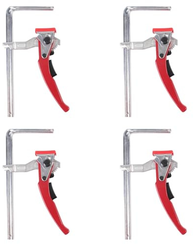 TOOSOAR 4 Pièces Serre-joints à Levier, Serre Joints à Serrage Rapide, Serre Joint à Une Main avec Capacité de 160MM et Profondeur de Gorge de 60MM, Pince à Cliquet en F pour Poncer, Couper