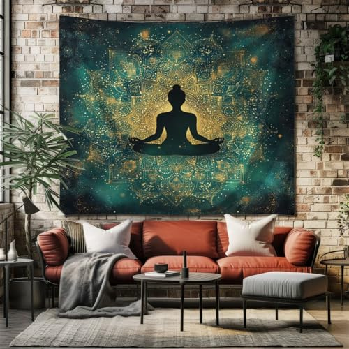 SKOEUI Wandteppich Zen Yoga - Pose Wandteppiche Sommer Wandtuch 150x130 cm | Spirituell Mandala Tapestry Wandbehang für Wohnzimmer Schlafzimmer Wohnheim Wanddeko