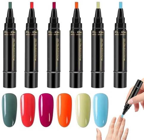 Stylo Vernis À Ongles - 6 Couleurs Ensemble De Stylos À Ongles | Kit De Vernis À Onglerie Gel | Ensemble De Stylos Pour Laque À Onglerie Gel En Une Étape Pour Salon À Domicile Pour Femmes