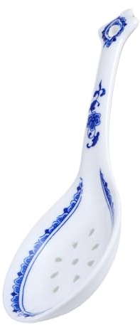 HYTROVE Ceramic Soup Spoon Large Blue and White Porcelain Asian Style Food Serving Ladle Long Handle for Household Dining Tableware Soup Scoops Seasoning Spoons