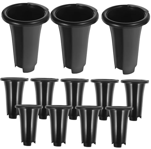 ROMISBABA 12 pièces Pots de Fleurs Plastique Noir pour Orchidées Grand Format Pots de Pépinière Respirants et Drainants pour Plantes et Intérieur Jardin