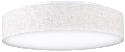 Zedelmaier Deckenlampe LED Deckenleuchte rund Leinen beige Ø50cm E27x3/40W | lampenschirm für Wohnzimmer,Schlafzimmer,Flur,Kinderzimmer,Küche,Schlafzimmerlampe,lampe decke,Ø50xH13cm,ohne Leuchtmittel