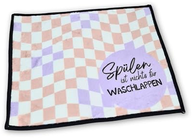 DRUC KLAUS Spültuch Campingküche – Lustiger Spruch „Spülen ist Nichts für Waschlappen“ | Geschenkidee für Camper, Wohnmobil & Campingfreunde | waschbar & schnelltrocknend