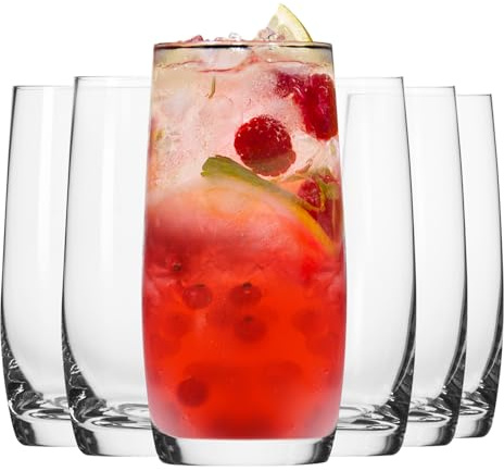 Krosno Trinkgläser 410 ml – 6 Stück – Blended Collection – Bleifreies Kristall – Vielseitige Gläser für Wasser, Saft und Cocktails, Farblos