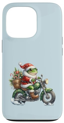 Santa Frog en Moto Xmas Motocicleta Carcasa para iPhone 13 Pro