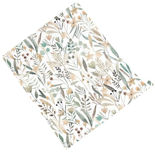 Hemobllo Papier peint autocollant floral 45cm x 300cm, papier adhésif étanche à feuilles de fougère, décoration murale amovible pour salle de bain, salon et chambre, design aquarelle naturel