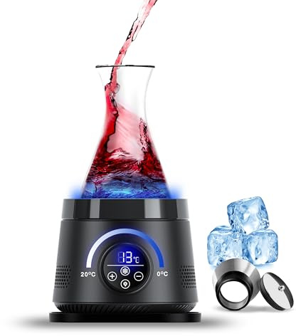 Cobalance Refrigeratore elettrico per vino e decanter con coperchio, 1600 ml, raffreddamento 24 ore, aeratore integrato, ideale per vino rosso e bianco, elegante regalo per gli amanti del vino