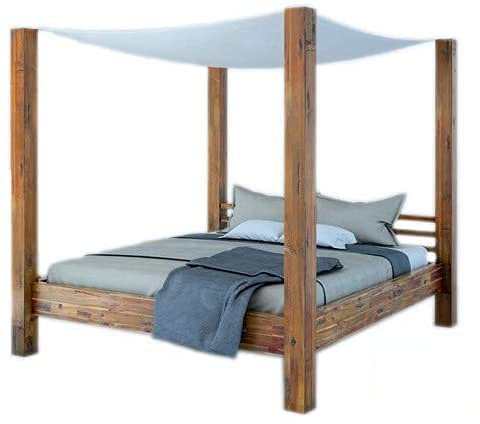 SAM Himmelbett 180x200 cm Ella Holzbett aus Akazienholz inkl. Stoffhimmel | massives Doppelbett, romantischer Landhausstil, jedes Bett EIN pflegeleiches Unikat