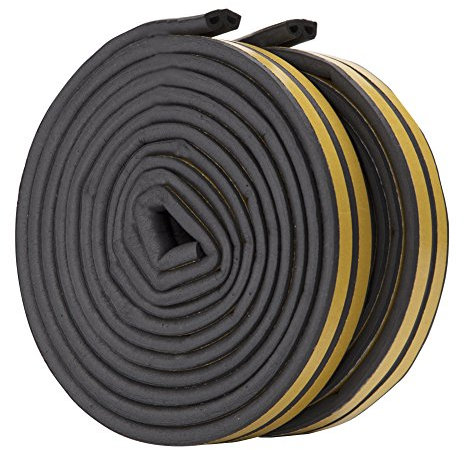 Guarnizione in Gomma per porte e finestre,autoadesivo,antispifferi, insonorizzante,impermeabile,D Tipo Striscia Metereologica Nastro Striscia Di Schiuma Nastro Seal Strip,2 Rotoli/Totale 10 m (Nero)