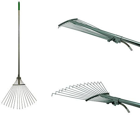 BENSON Fächerbesen 115-155cm Laubbesen Gartenrechen Gartenbesen Laubrechen Gartenwerkzeug mit verstellbarem Stiel