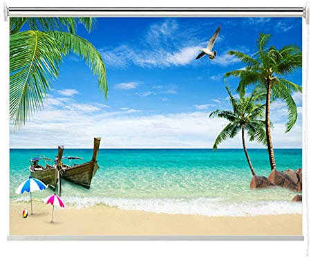 HWF Verdunkelungsrollo Fenster Rollos Strandblick - Black Out Blinds für Schlafzimmer Badezimmer Küchen und Wohnwagen, 60cm / 80cm / 100cm / 120cm / 140cm Breite (Size : 120x100cm)