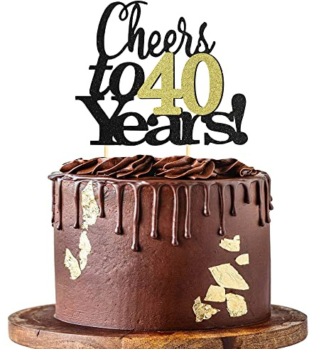 Sumerk Cheers to 40 Years Cake Toppers 40th Birthday Cake Topper Wedding Anniversary Party Decorations Supplies - 1 Pack