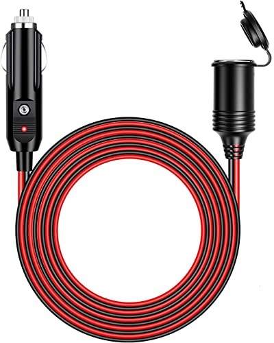 4M 12V/24V Vehicle Cigarette Lighter Power Extension Cable – 15A 180W Inline Socket For Tyre Inflators Vacuums & Portable Tools Heavy Duty Lead Tough & Durable