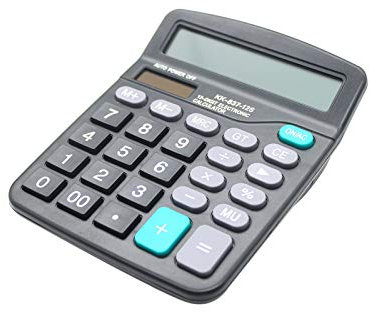 Desk Calculator, 12-Digit Solar Battery Office Calculator with Large LCD Display, Big Sensitive Buttons, Dual-Power Desktop Calculators