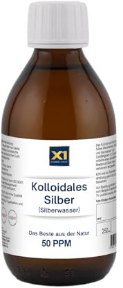 Kolloidales Silberwasser 100% natürlich - in Braunglasflasche mit auffüllbarer 30ml Sprayflasche - Reinstes Silber und reinstes Wasser - tägliche Produktion in Deutschland (50 ppm, 250 ml)