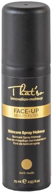 Face Up Dark Nude - Fond de teint en spray sans maquillage naturel - Aspect plus lumineux et réduit les imperfections de la peau du visage - Teinte foncée