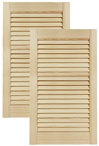 DecoMeister Puertas de Lamas Madera 394x690 mm - Pack de 2 Pino sin tratar | Puerta interior de Armario de láminas con ventilación Abierta, Hoja de Madera Natural para Bricolaje, Grosor 21 mm