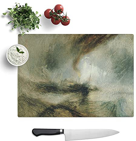 Snow Storm by Joseph Mallord William Turner - Textured Chopping Board - Worktop Saver - Cutting Board - Heat Resistant, Shatterproof and Hygenic - 28.5 x 20 cm