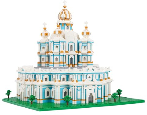 LULUFUN Ensemble de blocs de construction de la cathédrale Smolny, jouets de modèle d'architecture de renommée mondiale, kit de mini blocs pour les amateurs, cadeau pour adultes et enfants 3737 pièces