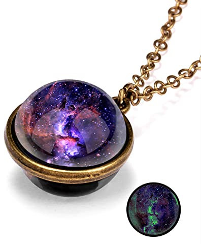 ROMIDA Personalisierte Halskette für Männer/Frauen, Paar-/Freundschaftskette Kosmische leuchtende Vintage Anhänger Geschenke, S925 Sterling Silber