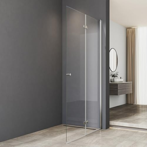 Walk in Duschwand 2-teilig faltbar Walkin Dusche 96x185cm Walk in Dusche Walk-in Faltwand Duschabtrennung 6mm Sicherheitsglas (ESG), Montage auf Duschewanne oder Fliese