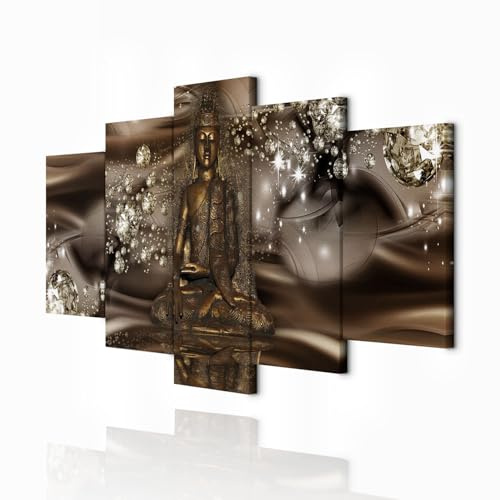 decomonkey Wandbilder Buddha 150x75 cm 5 Teilig Wandbild Groß Wohnzimmer | Leinwandbild XXL, Deko, Schlafzimmer, Wanddeko, Pictures For Wall, Poster, Wall Painting, Zen, Orient