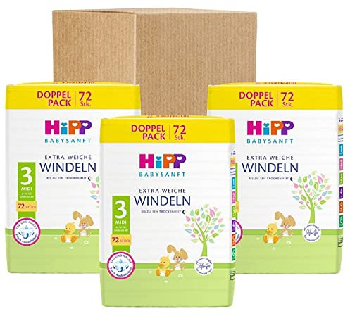 HiPP Babysanft Windeln Midi 3 Vorratsbox (3 x 72 Stück)