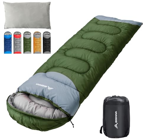 BISINNA Sleeping Bag with Pillow - 4 Season Lightweight Waterproof Warm Sleeping Bag with a compression sack for Adults, Women, Men's Outdoors Camping, Hiking